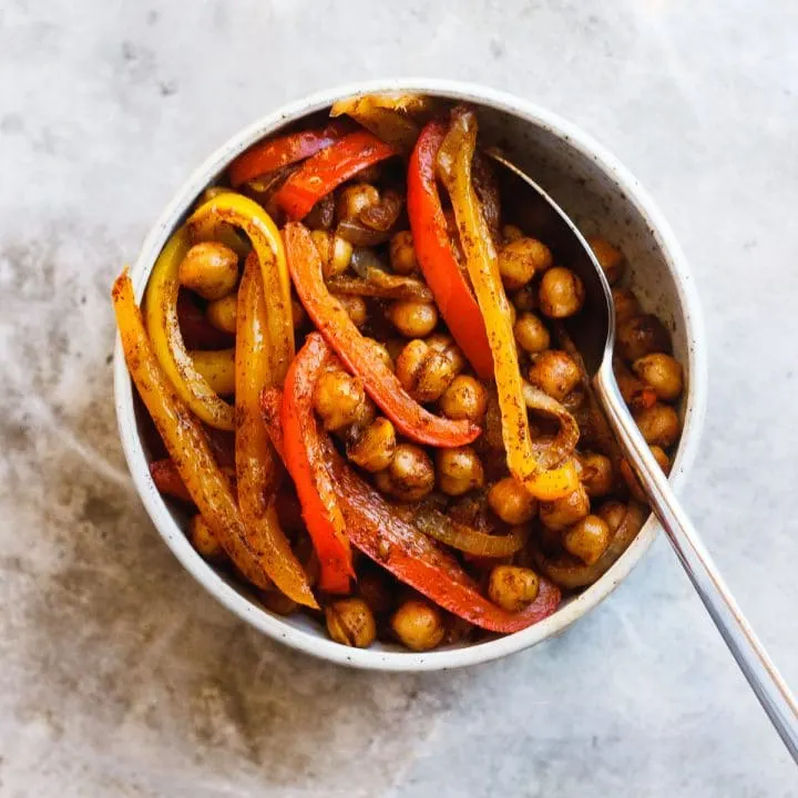 sheet pan fajitas in a bowl