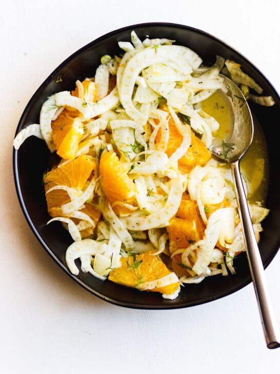 fennel orange salad in bowl