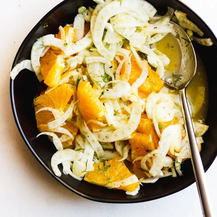 fennel orange salad in bowl