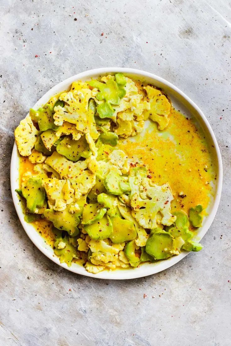 broccoli cauliflower salad on a plate