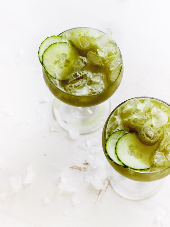 cucumber agua fresca in a glass