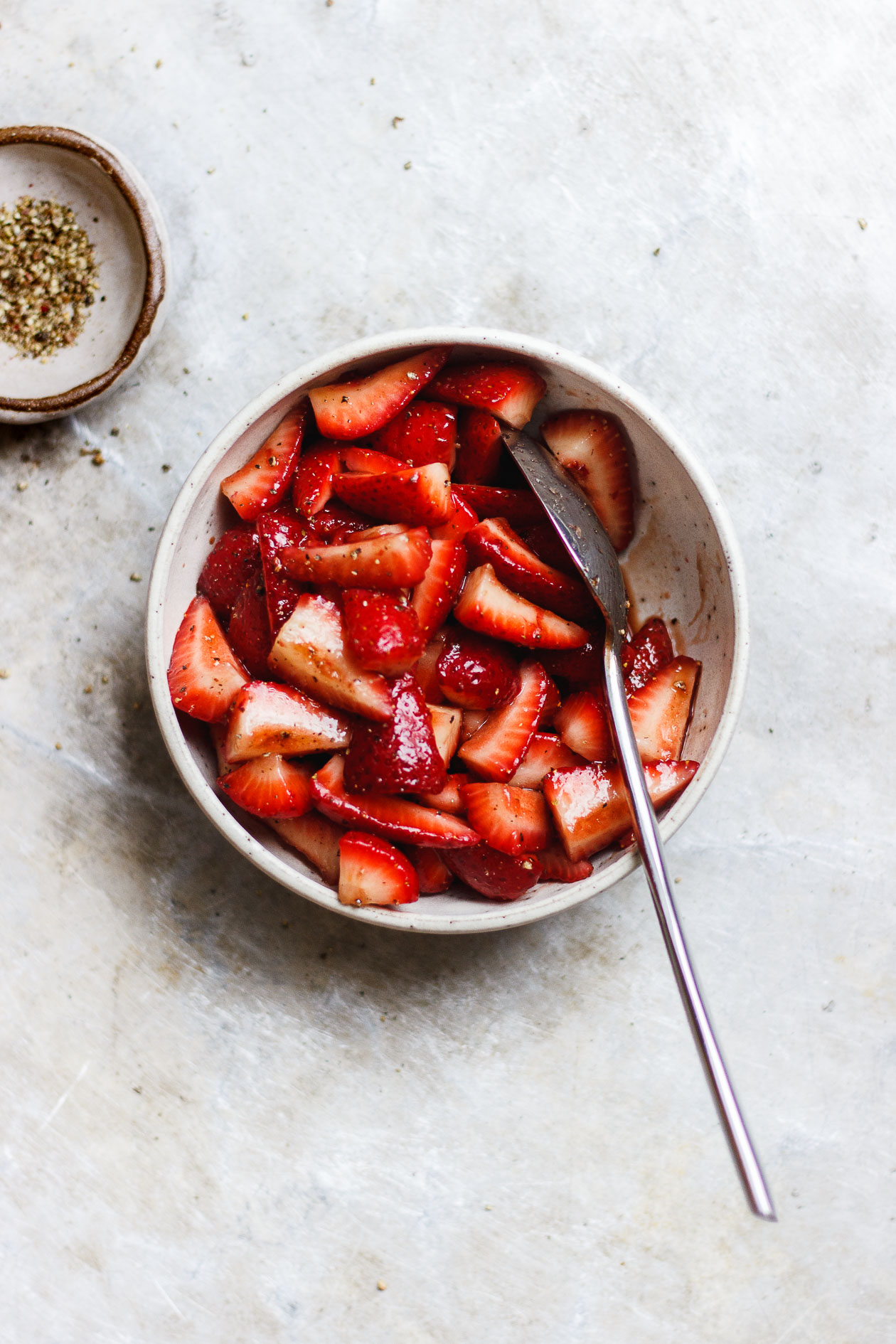 macerated strawberries with black pepper