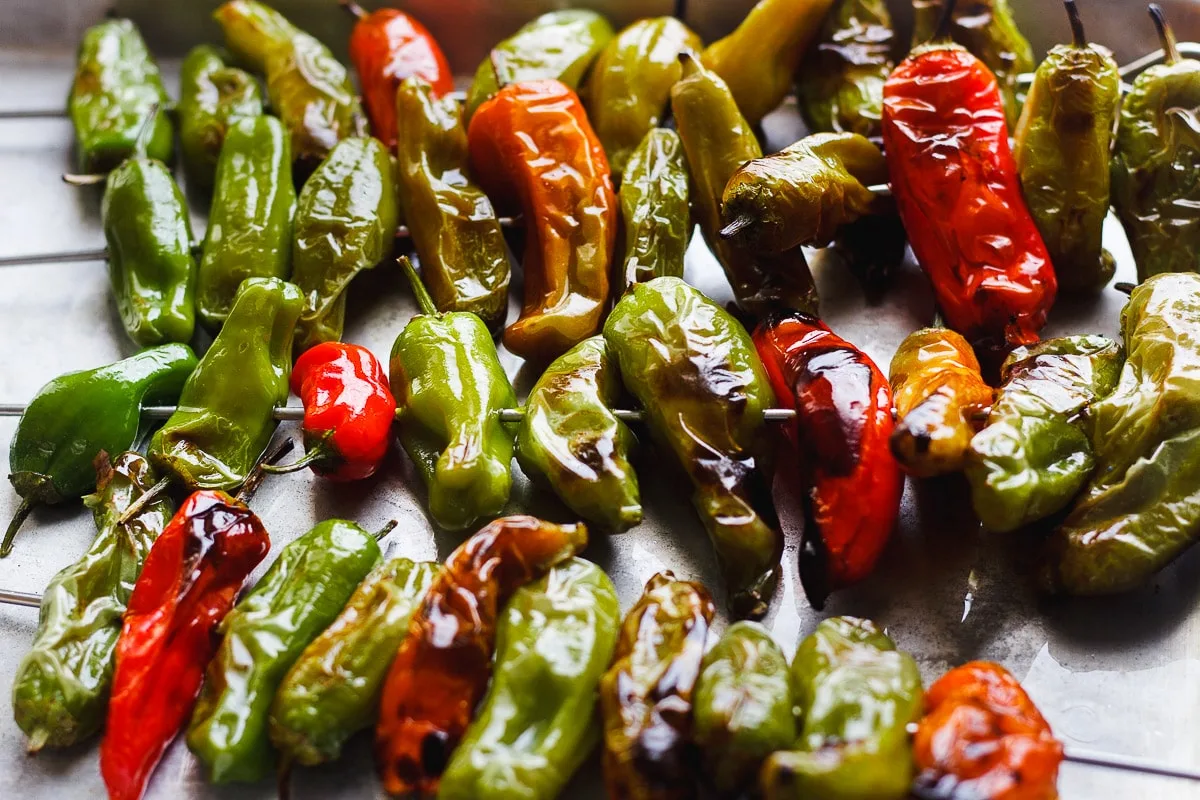 cooked shishito peppers