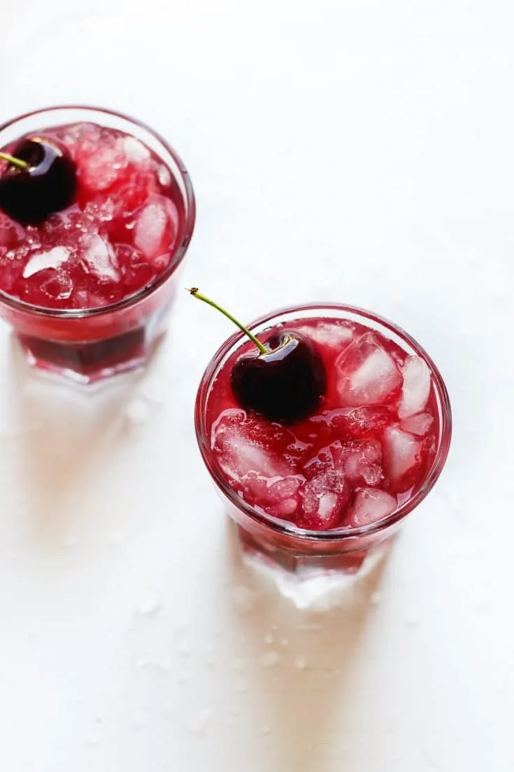 cherry gin smash cocktail