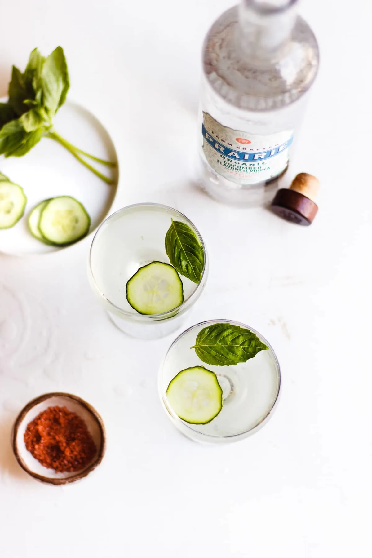 cucumber basil martini with garnish