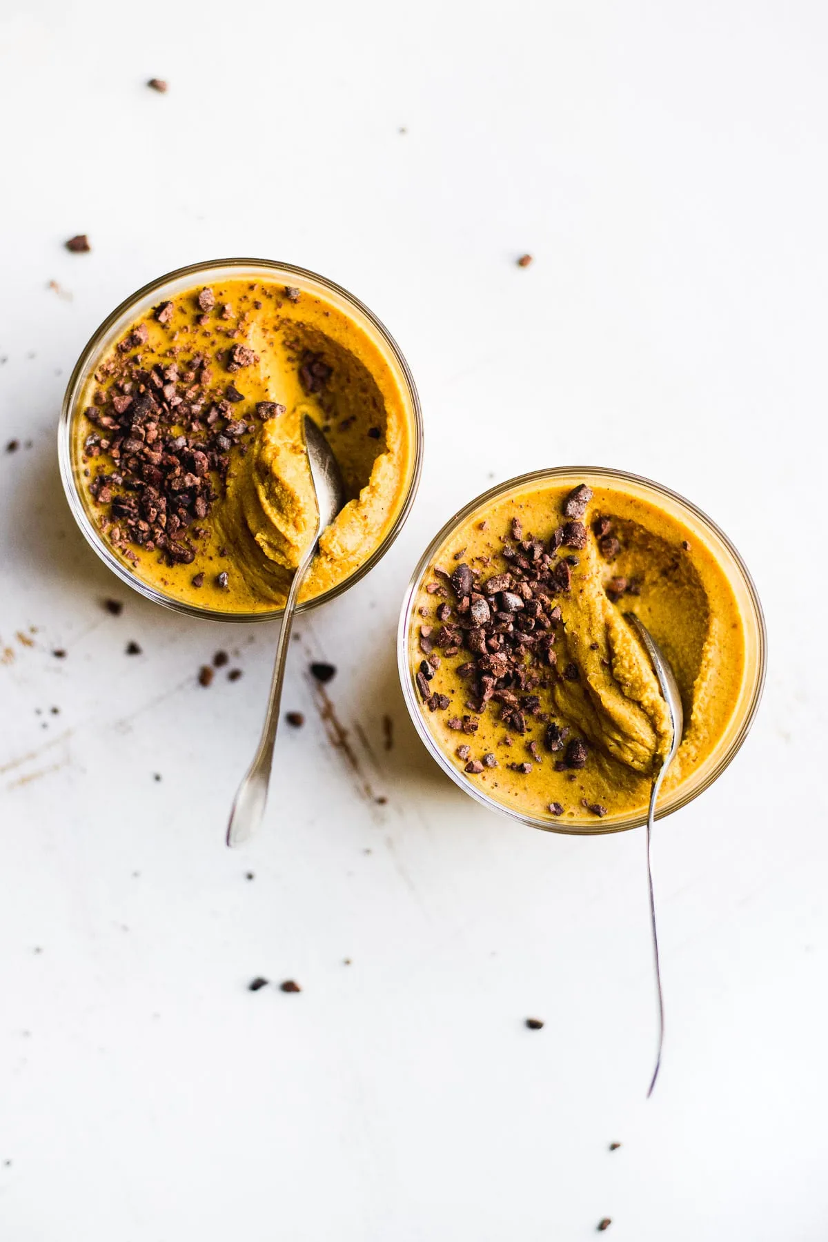 vegan pumpkin pudding with cacao nibs