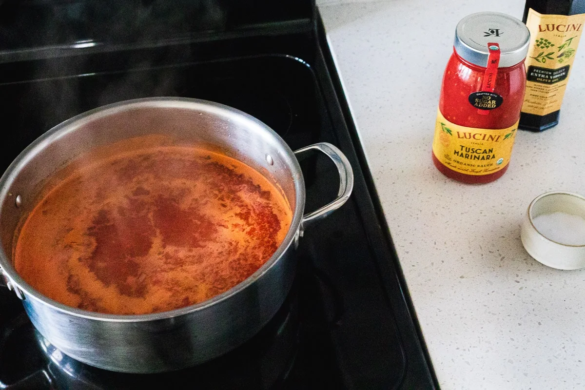 simmering tomato soup