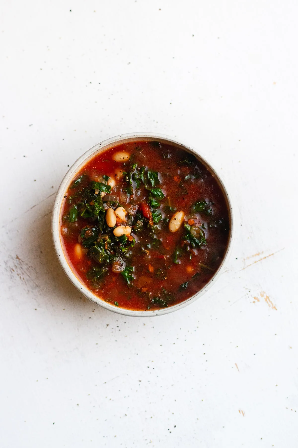 bowl of tomato kale soup