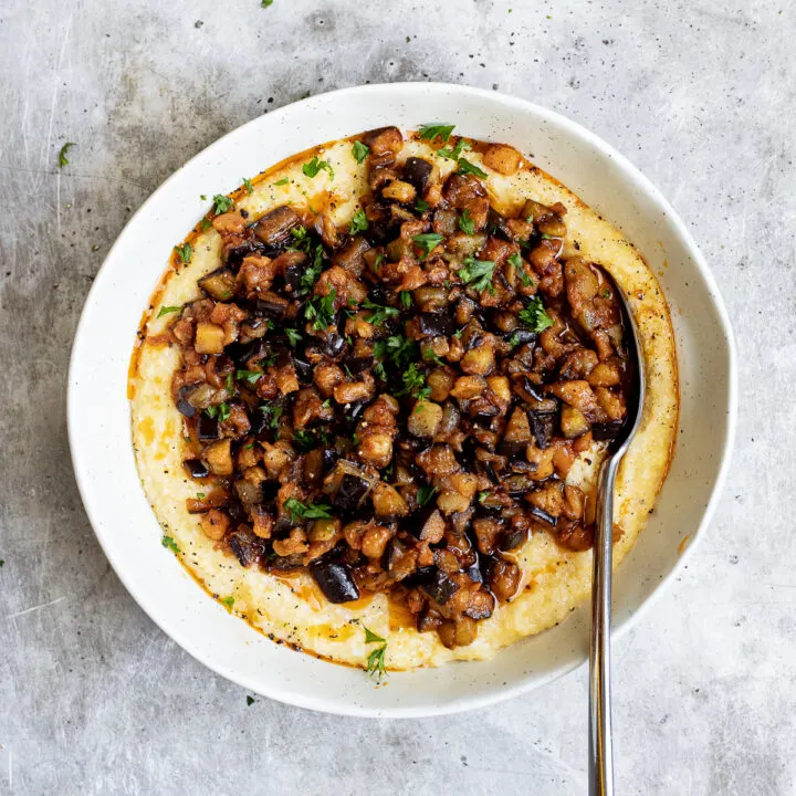 eggplant ragu on polenta