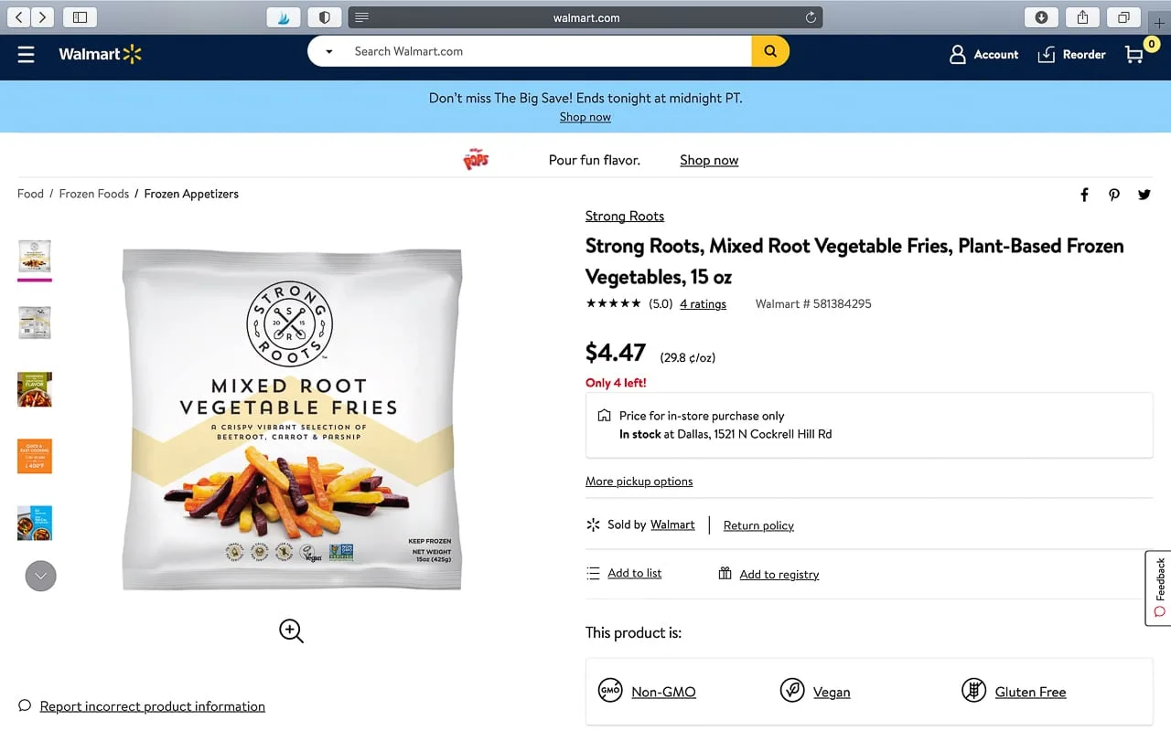 strong roots sold online at walmart