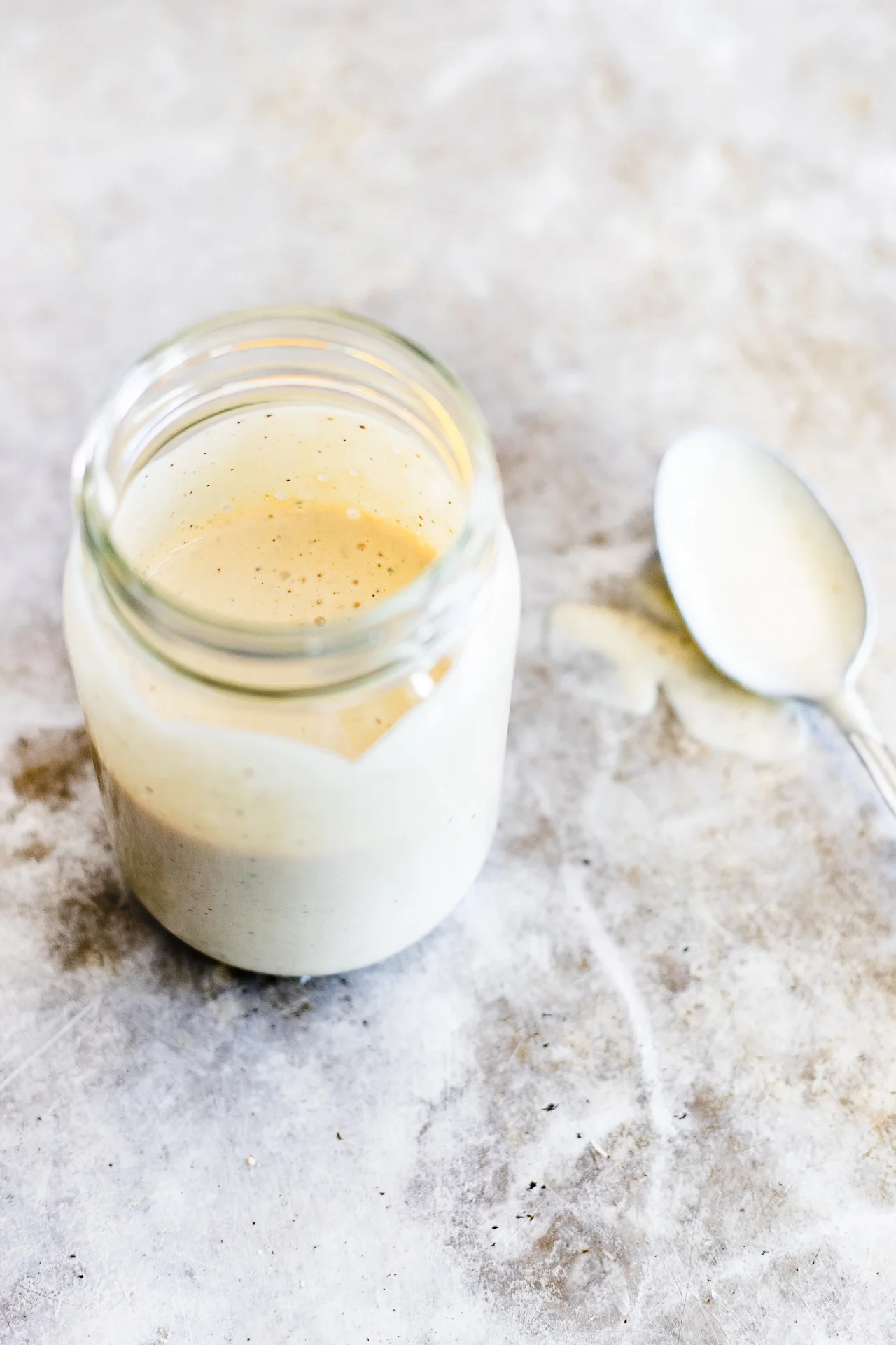 creamy tahini sauce in a jar