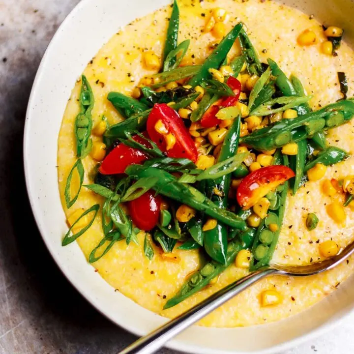 summer polenta with sautéed farmers market vegetables